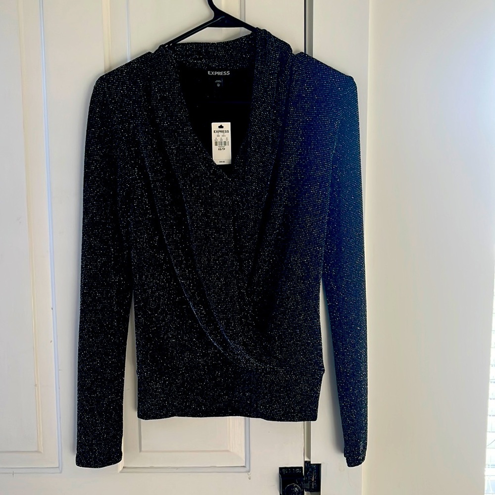Express black sparkle top